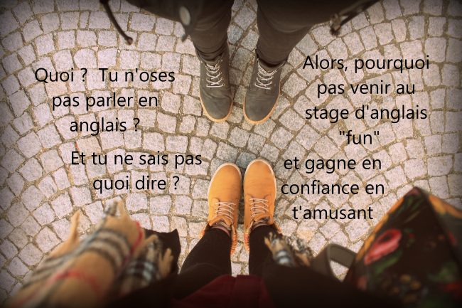 2 pairs of feet with text
